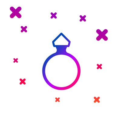 Renkli Elmas nişan yüzüğü simgesi beyaz arkaplanda izole edilmiş. Kademeli rastgele dinamik şekiller. Vektör