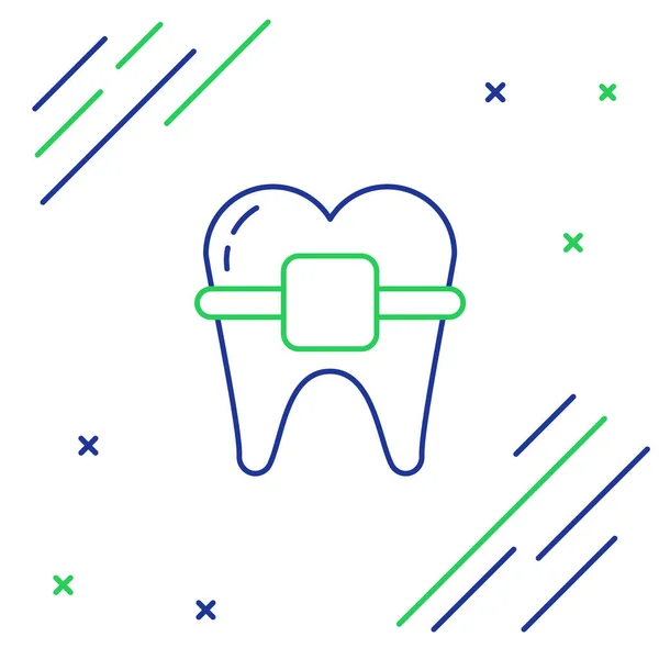 Лінія Зуби Піктограмою Брекетів Ізольовані Білому Тлі Вирівнювання Укусу Зубів — стоковий вектор