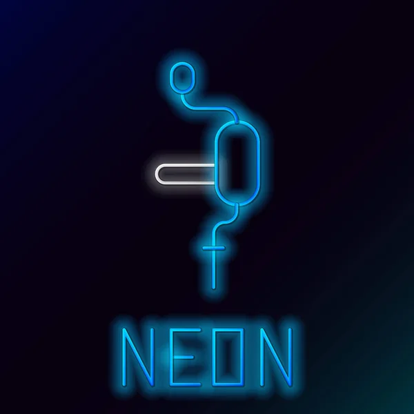 Gloeiende Neon Lijn Handboor Pictogram Geïsoleerd Zwarte Achtergrond Kleurrijk Concept — Stockvector