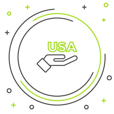 Amerika 'nın Bağımsızlık Günü çizgisi simgesi beyaz arkaplanda izole edildi. 4 Temmuz. Amerika Birleşik Devletleri ülkesi. Renkli taslak konsepti. Vektör