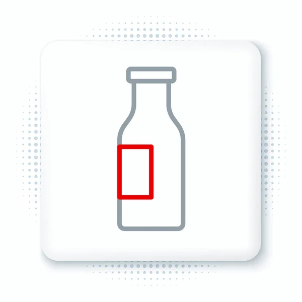 Linea Bottiglia Vetro Chiusa Con Icona Del Latte Isolata Fondo — Vettoriale Stock