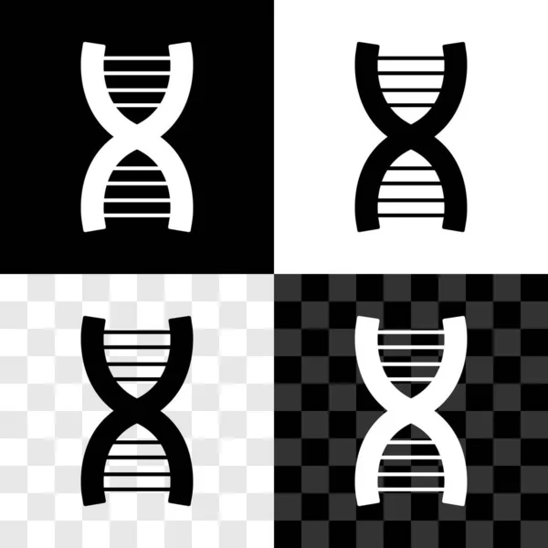 Set Dna Symbol Icon Isolated Black White Transparent Background Vector — Stock Vector