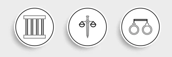 Fixez Les Menottes Fenêtre Prison Icône Échelles Justice Vecteur — Image vectorielle