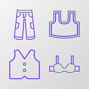 Sütyen, fanila ve pantolon ikonu. Vektör.