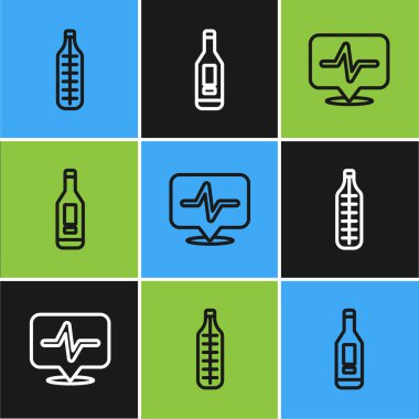 Tıbbi termometre kalp atış hızını ve dijital ikonu ayarla. Vektör.