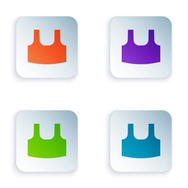 Renkli atlet simgesi beyaz arkaplanda izole edildi. Kare düğmelere renkli simgeleri yerleştir. Vektör.