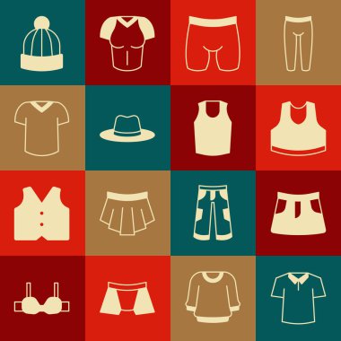 Gömlek Eteği Altında Bisiklet Şortu Şapkalı Adam tişörtü ve ikonu hazırla. Vektör.