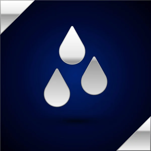 Иконка Капли Серебряной Воды Выделена Темно Синем Фоне Вектор — стоковый вектор
