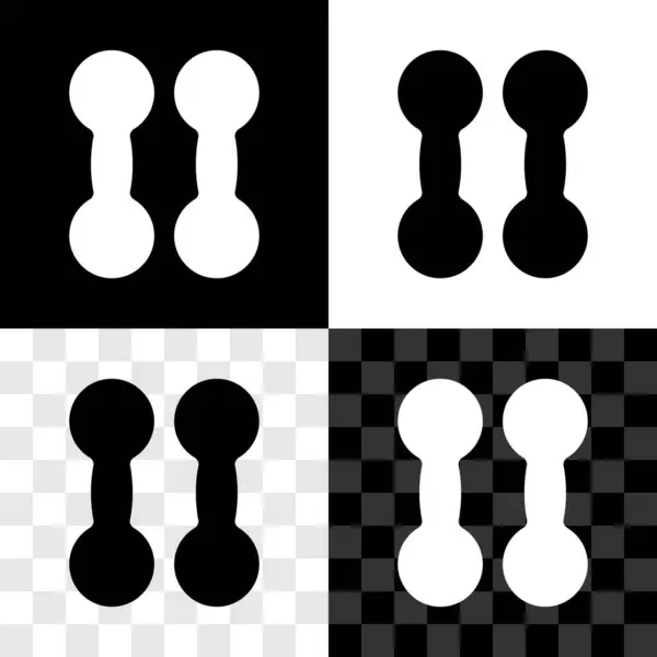 Définir Icône Haltère Isolé Sur Fond Noir Blanc Transparent Icône — Image vectorielle