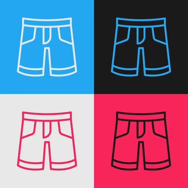 Pop Art Line Icono Corto Pantalón Aislado Sobre Fondo Color — Archivo Imágenes Vectoriales