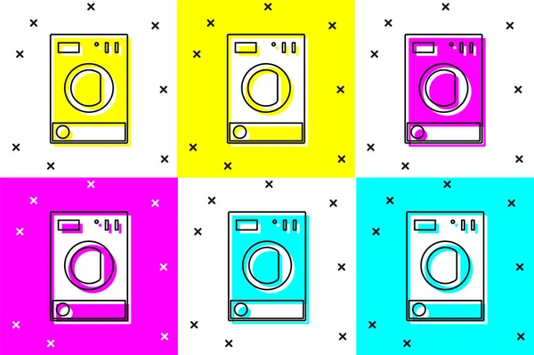 Set Washer Icon Isolated Color Background Washing Machine Icon Clothes — Stock Vector