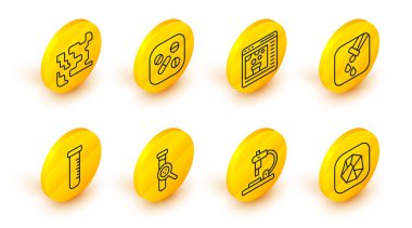 Tuz taşı mikroskop test tüpü ve matara kimyasal ilaç hapı ya da tablet ve gaz ikonunu hazırlayın. Vektör.