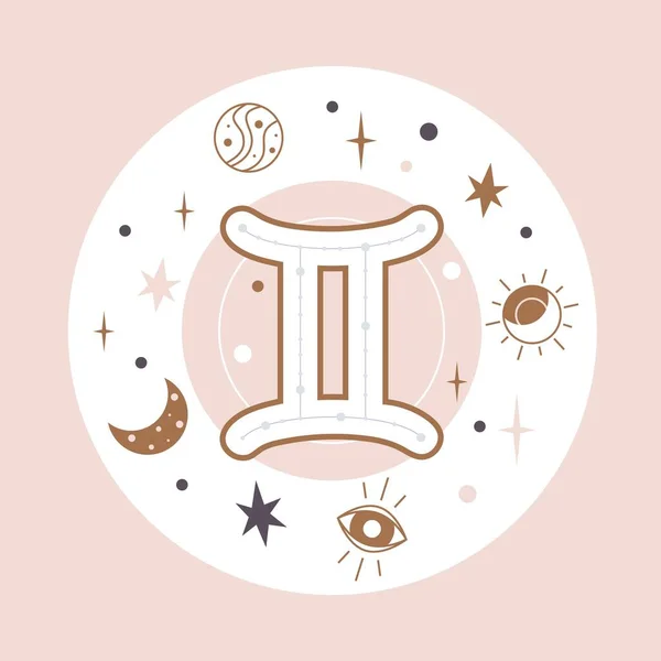 Gemini Horoskop znamení vektor - Zodiac astrologie prvek. Esoterický symbol pro logo nebo ikonu. — Stockový vektor