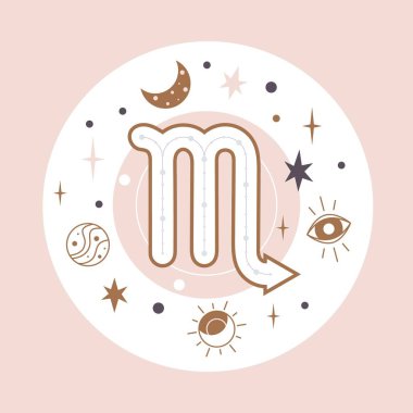 Akrep burcu işareti vektörü Zodiac astroloji elementi. Logo veya simge için esrarengiz sembol.