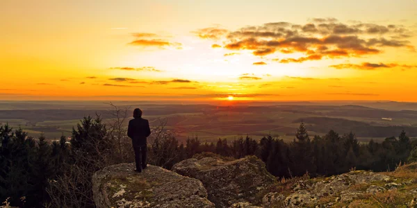 Zonsondergang in de Beierse winter — Stockfoto