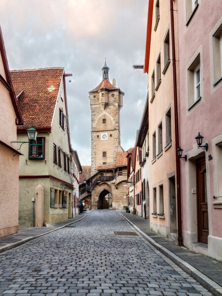 Cityview of the famous medieval town of Rothenburg in Bavaria, Germany