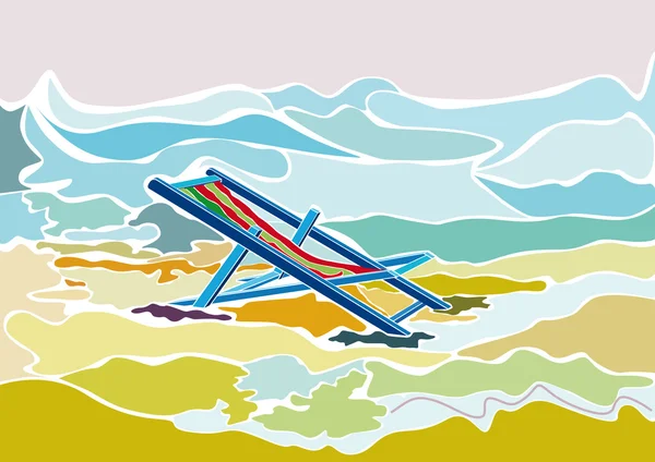 海滩上的躺椅 — 图库矢量图片