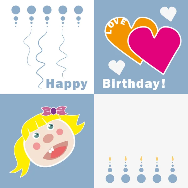 一个小女孩的生日快乐卡 免版税图库插图