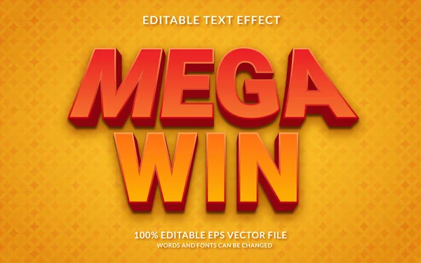 Mega Win Editable Text Effect — Stockový vektor