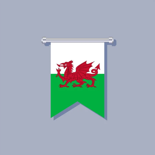 Illustration Wales Flag Template — ストックベクタ