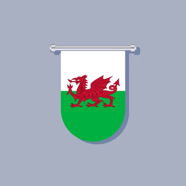 Illustration Wales Flag Template — Stockvektor