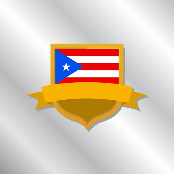 Puerto Rico Lobogó Sablonjának Illusztrációja — Stock Vector