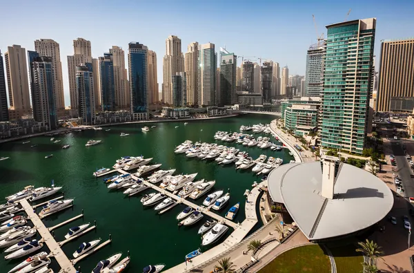 Dubai marina op moment van de dag Stockfoto