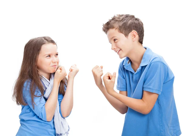 Brother and Sister fighting — Stock Photo, Image