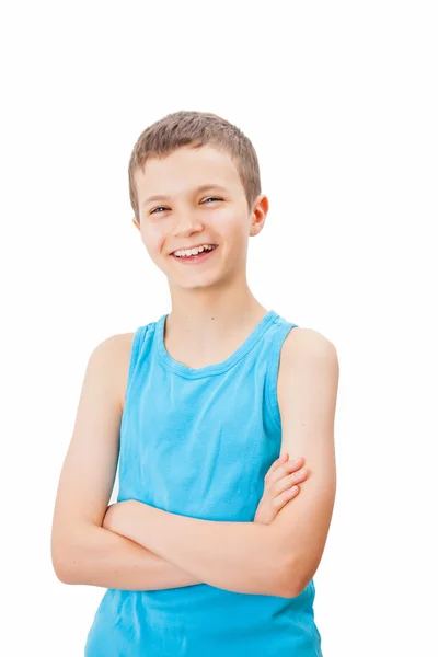 Portrait of a teenage boy in a tank top — Stock Photo, Image
