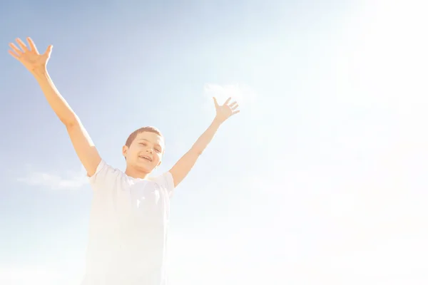 Happy Boy outside, photo in retro vintage look — Stock Photo, Image