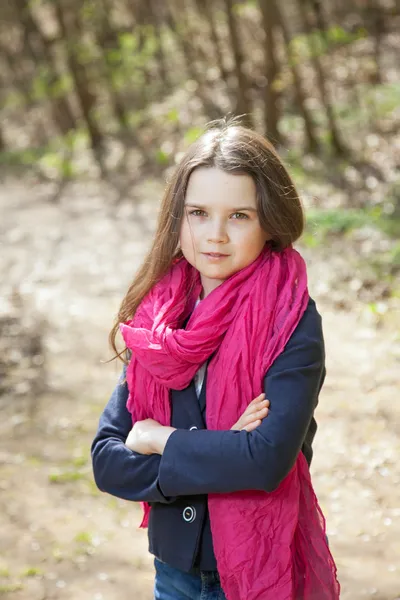 Young girl in a forest — Stock Photo, Image