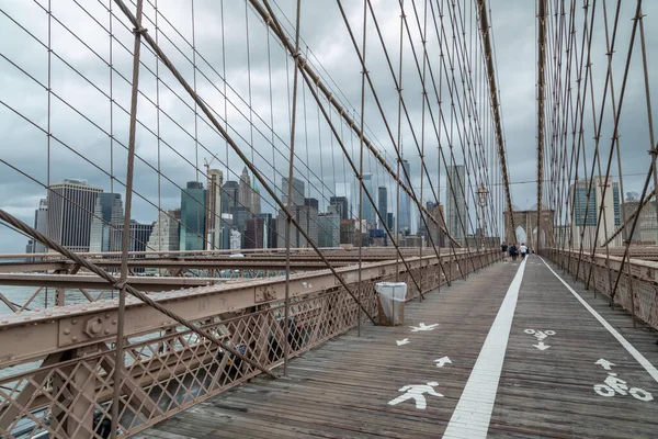 New York Usa October 2018 View Manhattan Skyline Pedestrian Bycycle Royalty Free Stock Images