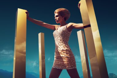 Altın gökyüzü elmas elbise