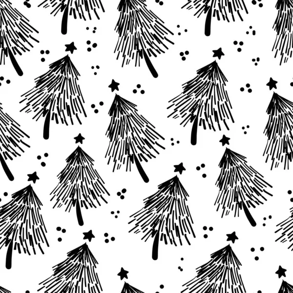 Modèle Sans Couture Graphique Hiver Avec Des Arbres Noël Illustration — Image vectorielle