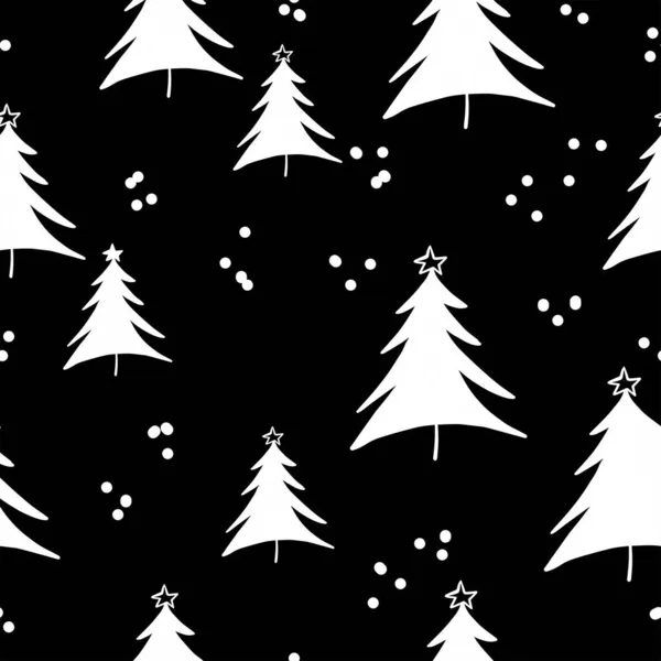 Grafica Invernale Modello Senza Soluzione Continuità Con Alberi Natale Illustrazione — Vettoriale Stock