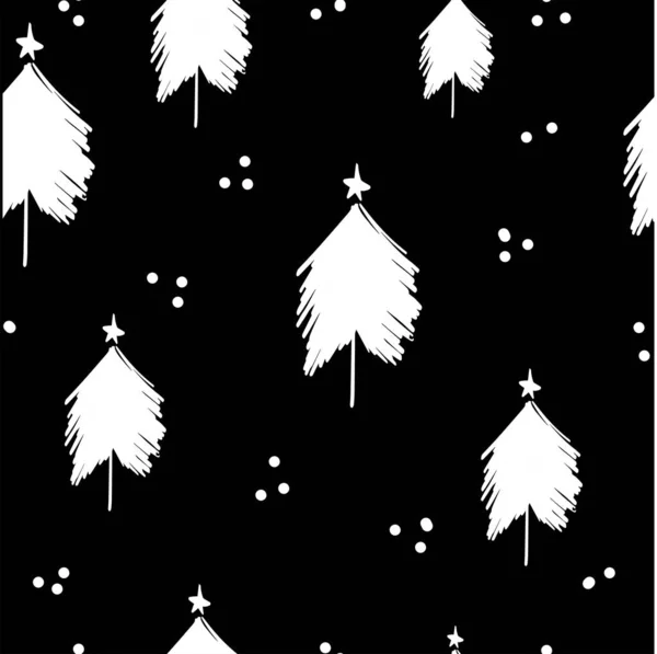 Grafica Invernale Modello Senza Soluzione Continuità Con Alberi Natale Illustrazione — Vettoriale Stock