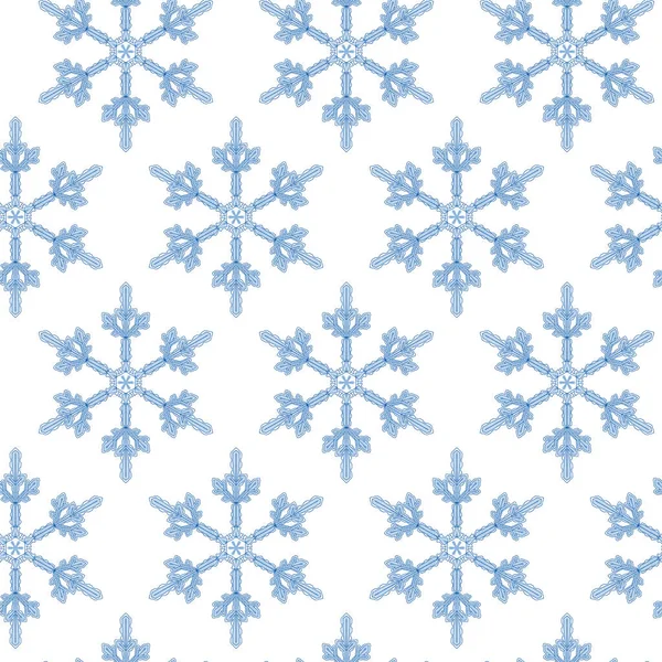 Padrão sem costura de elementos de design de Natal floco de neve desenhado à mão azul em um fundo branco. Elemento gráfico para design criativo, embalagem, impressão, tecido, impressão, decoração imprimível. — Fotografia de Stock