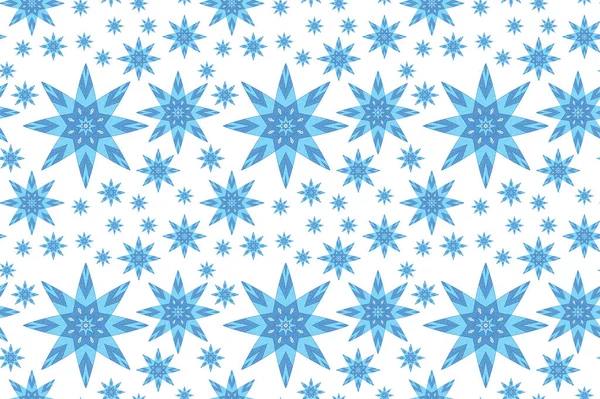 Seamless pattern of Christmas design elements blue hand drawn snowflake on a white background. Graphic element for creative design, packaging, print, fabric, printing, printable decor.