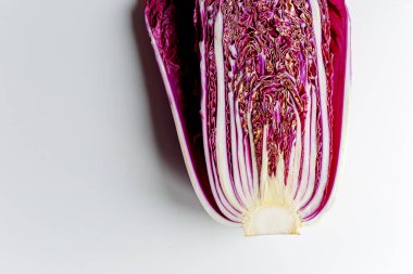 Red Napa, Chinese Cabbage. Red cabbage one slice isolated on white background. Clipping Path.