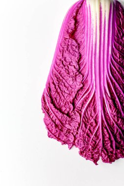 Red Napa, Chinese Cabbage. Red cabbage one slice isolated on white background. Clipping Path.