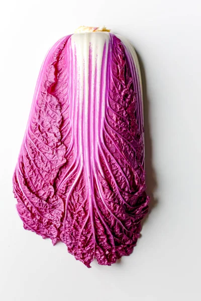 Red Napa Chinese Cabbage Red Cabbage One Slice Isolated White — Stock Photo, Image