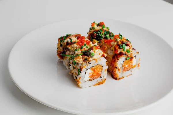 Japanese Food Maki Nigiri Sushi Set Sushi Rolls Rice Fish — Stok fotoğraf