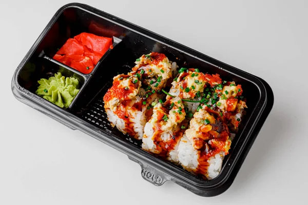 Japanese Food Maki Nigiri Sushi Set Sushi Rolls Rice Fish — 图库照片