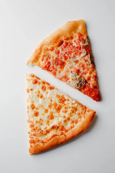 Slices Pizza Champignons Mushrooms Pepper Cheese Pizza Box View Copy — Stockfoto