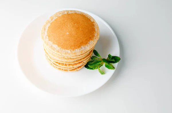 American Pancakes Fresh Blueberry Raspberry Honey Healthy Morning Breakfast Homemade — Fotografia de Stock