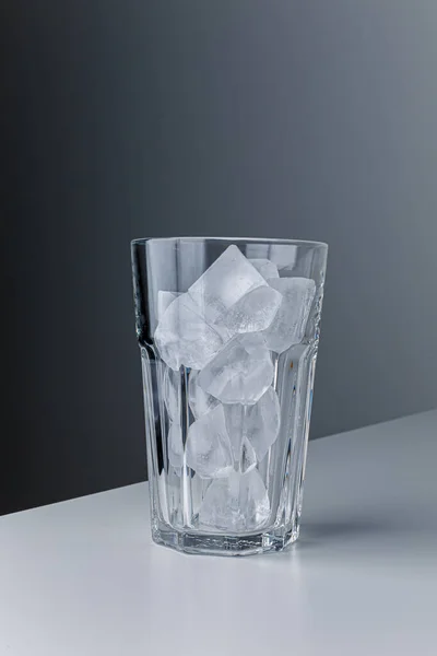 Ice Cubes Glass Water Copy Space Pour Soft Drink Glass — стоковое фото