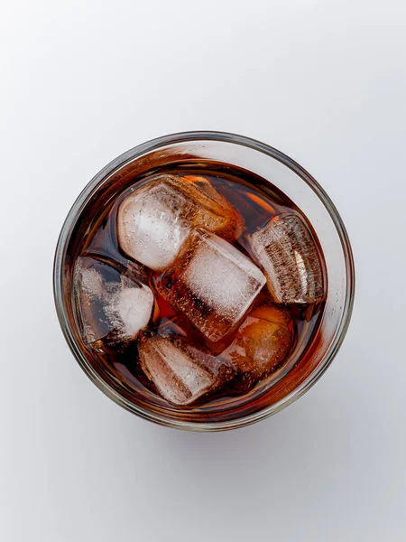 Cola Ice Cubes Glass Cola Copy Space Pour Soft Drink — Fotografia de Stock