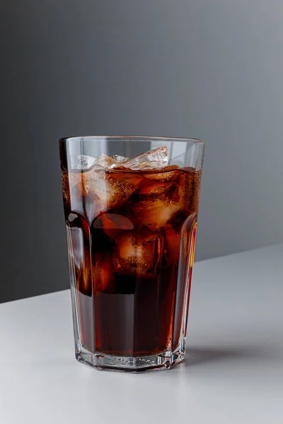 Cola Ice Cubes Glass Cola Copy Space Pour Soft Drink — Fotografia de Stock