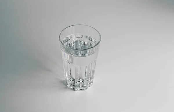 Faceted Glass Pure Water Light Grey Background Copy Space — Stock Photo, Image