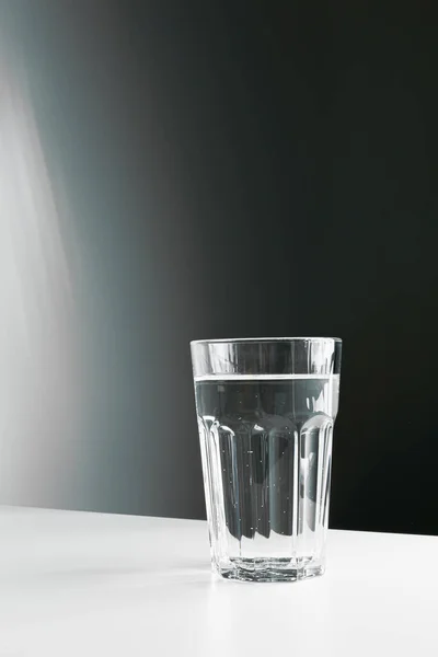 Faceted Glass Pure Water Light Grey Background Copy Space — Foto de Stock